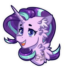 Size: 450x497 | Tagged: safe, alternate version, artist:silentwolf-oficial, imported from derpibooru, starlight glimmer, pony, unicorn, bust, chest fluff, ear fluff, open mouth, signature, simple background, smiling, solo, transparent background