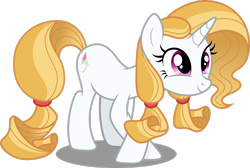 Size: 2991x2005 | Tagged: safe, artist:decprincess, imported from derpibooru, oc, oc only, oc:lily, pony, unicorn, bowing, curtsey, cute, female, hair ribbon, mare, pigtails, simple background, solo, transparent background, vector