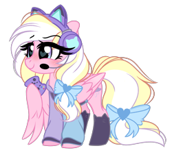 Size: 3448x3158 | Tagged: safe, imported from derpibooru, oc, oc only, oc:bay breeze, pegasus, pony, alternate hairstyle, alternate mane style, blushing, bow, cat socks, clothes, controller, cute, female, hair bow, headset, heart eyes, hoodie, mare, simple background, socks, tail bow, transparent background, wingding eyes