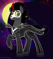 Size: 900x1000 | Tagged: safe, artist:enigmadoodles, imported from derpibooru, king sombra, pony, clothes, cosplay, costume, jack skellington, solo, the nightmare before christmas