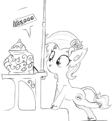 Size: 1047x1129 | Tagged: safe, artist:alazak, imported from derpibooru, oc, oc only, oc:peal, oc:pearl, earth pony, pony, monochrome, solo, younger