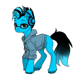 Size: 1024x1024 | Tagged: safe, artist:band sickle, artist:bandwidth, imported from derpibooru, oc, oc only, oc:bandwidth, pony, unicorn, pony creator, clothes, glasses, headphones, hoodie, looking at you, male, simple background, solo, stallion, transparent background
