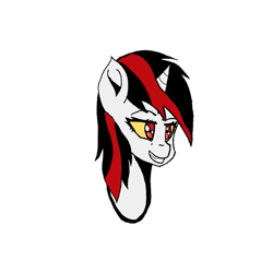 Size: 869x869 | Tagged: safe, artist:artevi, imported from derpibooru, oc, oc only, oc:blackjack, pony, unicorn, fallout equestria, fallout equestria: project horizons, bust, fanfic art, glowing eyes, simple background, solo, transparent background, yellow sclera