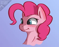 Size: 2500x2000 | Tagged: safe, artist:phlerius, imported from derpibooru, pinkie pie, earth pony, pony, bust, cute, digital art, female, mare, my little pony, smiling, solo