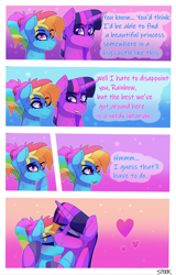 Size: 1992x3120 | Tagged: safe, artist:aaa-its-spook, imported from derpibooru, rainbow dash, twilight sparkle, alicorn, pegasus, blushing, comic, dialogue, female, lesbian, shipping, twidash, twilight sparkle (alicorn)