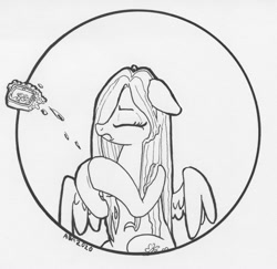 Size: 1233x1200 | Tagged: safe, artist:abronyaccount, imported from derpibooru, fluttershy, pegasus, pony, black and white, cutie mark, eyes closed, female, frown, grayscale, hooves together, horse problems, ink, ink drawing, inktober, inktober 2020, mare, monochrome, slippery, soap, solo, traditional art, wet, wet mane, wings, wings down