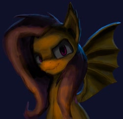 Size: 1727x1667 | Tagged: safe, artist:nullpotower, imported from derpibooru, fluttershy, bat pony, pony, bat ponified, bat wings, dark, fangs, female, flutterbat, mare, race swap, solo, wings