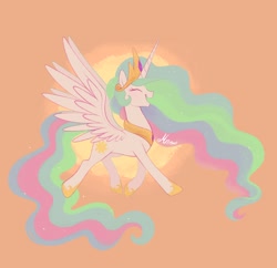 Size: 2048x1982 | Tagged: safe, artist:mn27, imported from derpibooru, princess celestia, alicorn, pony, cute, cutelestia, eyes closed, female, gradient background, mare, open mouth, profile, smiling, solo