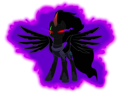 Size: 1024x768 | Tagged: safe, artist:cheezedoodle96, artist:frownfactorycheezedoodle96, artist:venjix5, edit, imported from derpibooru, king sombra, pony of shadows, tempest shadow, alicorn, pony, unicorn, alicornified, armor, aura, blank eyes, colored horn, corrupted, curved horn, dark aura, dark magic, disembodied horn, eye scar, female, fusion, glowing body, glowing scar, her body has been possessed by sombra, horn, magic, mare, oh no, possessed, race swap, red eyes, scar, simple background, solo, sombra eyes, sombra's horn, spread wings, tempest gets her horn back, tempest gets her wings back, tempest with sombra's horn, tempesticorn, transparent background, well shit, wings, xk-class end-of-the-world scenario