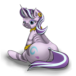 Size: 7269x7269 | Tagged: safe, artist:khaki-cap, imported from derpibooru, starlight glimmer, zecora, oc, oc:voodoo charms, pony, unicorn, zebra, commission, commissioner:bigonionbean, eyelashes, eyeshadow, female, fusion, fusion:starlight glimmer, fusion:voodoo charms, fusion:zecora, horn, jewelry, kinky, large butt, looking at you, looking back, looking back at you, makeup, mare, simple background, smiling, smiling at you, the ass was fat, thicc ass, thick, transparent background, unicorn oc, ych example, ych result, zebra oc