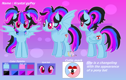 Size: 6700x4260 | Tagged: safe, artist:2pandita, imported from derpibooru, oc, oc only, oc:krystal gypsy, bat pony, pony, absurd resolution, female, mare, reference sheet, solo