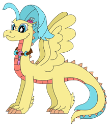 Size: 2485x2900 | Tagged: safe, artist:supahdonarudo, imported from derpibooru, princess skystar, dragon, my little pony: the movie, cute, dragoness, dragonified, female, flower, jewelry, necklace, simple background, skyabetes, species swap, transparent background