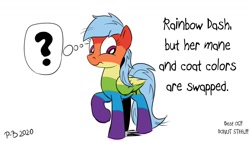 Size: 1200x675 | Tagged: safe, artist:pony-berserker, imported from derpibooru, rainbow dash, pony, donut steel, pony-berserker's twitter sketches, solo, something is not right, wat
