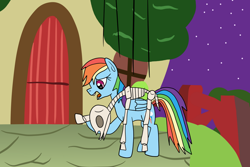 Size: 1280x854 | Tagged: safe, artist:platinumdrop, imported from derpibooru, rainbow dash, pony, bone, halloween, holiday, request, skeleton, solo