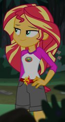 Size: 491x922 | Tagged: safe, imported from derpibooru, screencap, sunset shimmer, equestria girls, legend of everfree, legend of everfree - bloopers, cropped, hand on hip, solo