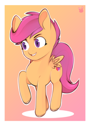 Size: 1000x1400 | Tagged: safe, artist:sugarelement, imported from derpibooru, scootaloo, pegasus, pony, colored hooves, cute, cutealoo, cutie mark, female, filly, smiling, solo, the cmc's cutie marks