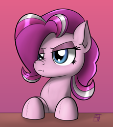 Size: 1690x1910 | Tagged: safe, artist:naen, imported from derpibooru, pinkie pie, starlight glimmer, earth pony, pony, female, fusion, mare, scrunchy face, simple background, solo