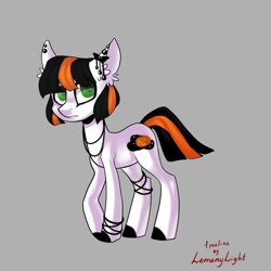 Size: 604x604 | Tagged: safe, imported from derpibooru, oc, oc only, earth pony, pony, base used, colored hooves, earth pony oc, gray background, jewelry, necklace, signature, simple background, solo