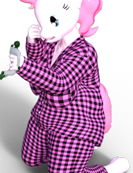 Size: 596x777 | Tagged: safe, artist:pose, imported from derpibooru, pinkie pie, oc, oc:anon, anthro, human, 3d, chubbie pie, chubby, female, giantess, macro, simple background, transparent background