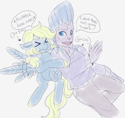 Size: 2390x2253 | Tagged: safe, artist:mimiporcellini, imported from derpibooru, derpy hooves, human, colored sketch, crossover, crossover shipping, interspecies, jean pierre polnareff, jojo's bizarre adventure, polnaderp, shipping