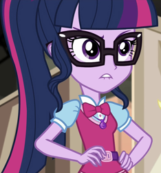 Size: 1006x1074 | Tagged: safe, imported from derpibooru, screencap, sci-twi, twilight sparkle, equestria girls, movie magic, spoiler:eqg specials, cropped, geode of telekinesis, lip bite, magical geodes, solo