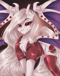 Size: 3000x3800 | Tagged: safe, artist:bunnywhiskerz, imported from derpibooru, oc, oc only, oc:crimson feral, bat pony, pony, bat pony oc, bat wings, clothes, commission, female, high res, red eyes, solo, wings
