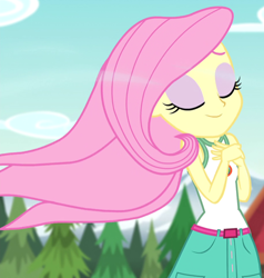 Size: 610x642 | Tagged: safe, imported from derpibooru, screencap, fluttershy, equestria girls, legend of everfree, legend of everfree - bloopers, clothes, cropped, sleeveless, solo, tanktop