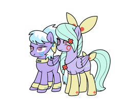 Size: 1002x797 | Tagged: safe, artist:icey-wicey-1517, artist:icicle-wicicle-1517, artist:kb-gamerartist, color edit, edit, imported from derpibooru, cloudchaser, flitter, minun, pegasus, plusle, pony, anklet, bow, bracelet, choker, clothes, collaboration, colored, cosplay, costume, crossover, duo, ear piercing, earring, female, hair bow, hairclip, halloween, halloween costume, holiday, jewelry, mare, necklace, necklce, nightmare night, nightmare night costume, piercing, pokémon, raised eyebrow, siblings, simple background, sisters, socks, tail bow, transparent background, twins, wristband