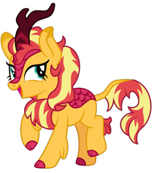 Size: 4600x5200 | Tagged: safe, artist:emeraldblast63, imported from derpibooru, sunset shimmer, kirin, female, kirin sunset, kirin-ified, looking at you, open mouth, show accurate, simple background, solo, species swap, transparent background