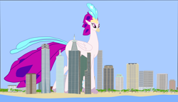 Size: 1280x734 | Tagged: safe, artist:oceanrailroader, imported from derpibooru, queen novo, hippogriff, my little pony: the movie, female, giantess, macro