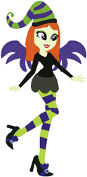 Size: 306x615 | Tagged: safe, artist:prettycelestia, artist:user15432, imported from derpibooru, human, equestria girls, barely eqg related, base used, bat wings, black dress, black shoes, clothes, crossover, demon wings, dress, equestria girls style, equestria girls-ified, hat, high heels, humanoid, leggings, purple wings, scary godmother, shoes, socks, solo, striped socks, wings, witch, witch hat