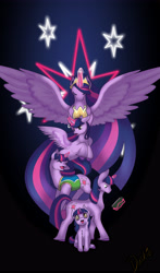 Size: 2940x5010 | Tagged: safe, artist:duskflare, imported from derpibooru, twilight sparkle, alicorn, pony, unicorn, the ending of the end, the last problem, 10yearanniversary, 10years, age difference, age progression, book, crown, female, filly, filly twilight sparkle, happy birthday mlp:fim, hoof shoes, jewelry, mlp fim's tenth anniversary, peytral, princess twilight 2.0, regalia, self ponidox, solo, twilight sparkle (alicorn), unicorn twilight, winter wrap up vest, younger