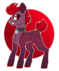 Size: 2367x2879 | Tagged: safe, artist:crazysketch101, imported from derpibooru, oc, oc only, oc:karma, earth pony, pony, circle background, collar, nose piercing, piercing, simple background, solo, white background