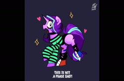 Size: 1643x1080 | Tagged: safe, artist:blackdog-stuff, artist:blackdog_stuff, artist:opossum-stuff, imported from derpibooru, starlight glimmer, pony, unicorn, choker, clothes, converse, dialogue, emo, it's not a phase, open mouth, shoes, solo, teenage glimmer, teenager