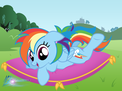 Size: 8000x6000 | Tagged: safe, artist:nightmaremoons, imported from derpibooru, rainbow dash, pegasus, pony, alternate hairstyle, cute, dashabetes, lying down, pillow, prone, relaxing, show accurate, solo