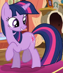 Size: 434x506 | Tagged: safe, imported from derpibooru, screencap, twilight sparkle, pony, unicorn, season 3, spike at your service, cropped, female, golden oaks library, mare, raised hoof, solo, unicorn twilight