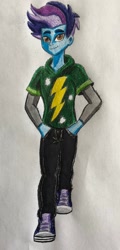 Size: 1024x2138 | Tagged: safe, artist:bozzerkazooers, artist:jebens1, imported from derpibooru, oc, oc:lightning crash, equestria girls, clothes, converse, hand in pocket, hands in pockets, hoodie, shoes, traditional art