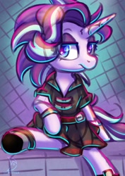 Size: 2480x3508 | Tagged: safe, artist:musicfirewind, artist:wavecipher, imported from derpibooru, starlight glimmer, pony, unicorn, alternate hairstyle, clothes, edgelight glimmer, gameloft, gameloft interpretation, shoes, skirt, solo