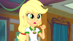 Size: 1920x1080 | Tagged: safe, imported from derpibooru, screencap, applejack, equestria girls, legend of everfree, legend of everfree - bloopers, solo