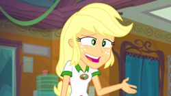 Size: 1920x1080 | Tagged: safe, imported from derpibooru, screencap, applejack, equestria girls, legend of everfree, legend of everfree - bloopers, awkward moment, solo