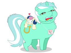 Size: 4032x3024 | Tagged: safe, artist:wispy tuft, imported from derpibooru, bon bon, lyra heartstrings, sweetie drops, earth pony, pony, unicorn, cursed, cursed image, faic, female, i can tell by the pixels, implied witchtaunter, lesbian, lyrabon, name tag, not salmon, pretty mare, quality, shipping, shitposting, simple background, top tier waifu, transparent background, triple grade, wat