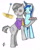 Size: 1214x1509 | Tagged: safe, artist:assertiveshypony, imported from derpibooru, minuette, octavio pie, earth pony, pony, unicorn, pie vs. pie, spoiler:pony life, spoiler:pony life s01e39, cake, clothes, food, hypno eyes, hypnosis, hypnotized eyes, kaa eyes, magic, pocket watch, simple background, swirly eyes, traditional art, white background