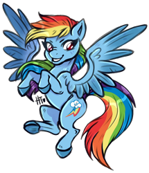 Size: 1102x1280 | Tagged: safe, artist:hannahtailz, imported from derpibooru, rainbow dash, pegasus, pony, backwards cutie mark, colored hooves, female, mare, no pupils, simple background, smiling, solo, spread wings, transparent background, wings