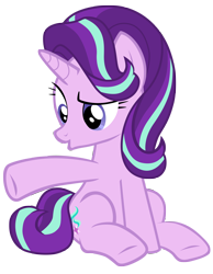 Size: 7000x9000 | Tagged: safe, artist:tardifice, imported from derpibooru, starlight glimmer, pony, unicorn, the times they are a changeling, absurd resolution, female, mare, open mouth, pointing, simple background, sitting, solo, transparent background, underhoof, vector