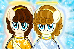 Size: 1200x800 | Tagged: safe, artist:katya, imported from derpibooru, pegasus, pony, angel, brothers, male, siblings