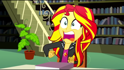 Size: 600x341 | Tagged: safe, screencap, sunset shimmer, equestria girls, equestria girls series, cropped, open mouth, shocked expression