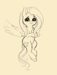 Size: 1986x2591 | Tagged: safe, artist:miokomata, imported from derpibooru, fluttershy, pegasus, pony, cute, female, freckles, freckleshy, looking at you, mare, monochrome, shyabetes, solo