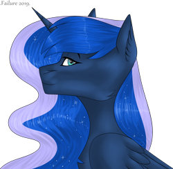 Size: 2000x1962 | Tagged: safe, artist:toptian, imported from derpibooru, princess luna, alicorn, pony, bust, female, mare, simple background, solo, transparent background