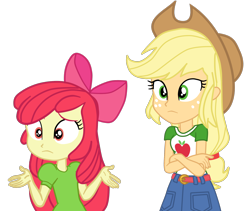 Size: 2402x2028 | Tagged: safe, artist:gmaplay, imported from derpibooru, apple bloom, applejack, equestria girls, equestria girls series, holidays unwrapped, spoiler:eqg series (season 2), spoiler:eqg specials, apple bloom's bow, apple sisters, applejack's hat, bow, cowboy hat, hair bow, hat, siblings, simple background, sisters, solo, transparent background