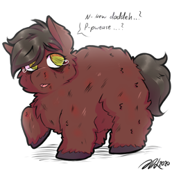 Size: 1546x1561 | Tagged: safe, artist:fiercedeitylynx, imported from derpibooru, oc, oc:plum, fluffy pony, feral fluffy pony, sadbox, tears of sadness, teary eyes